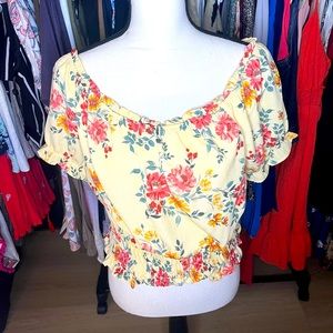 Floral off the shoulder top, size large